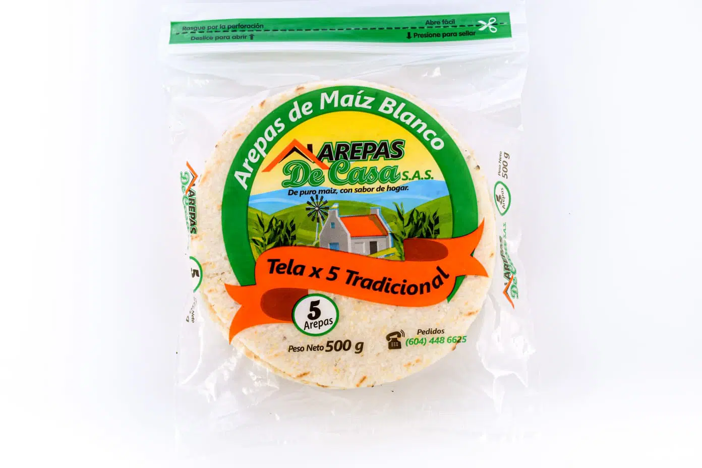 AREPAS DE CASA BLANCA X 5 UNDS X 500 GR