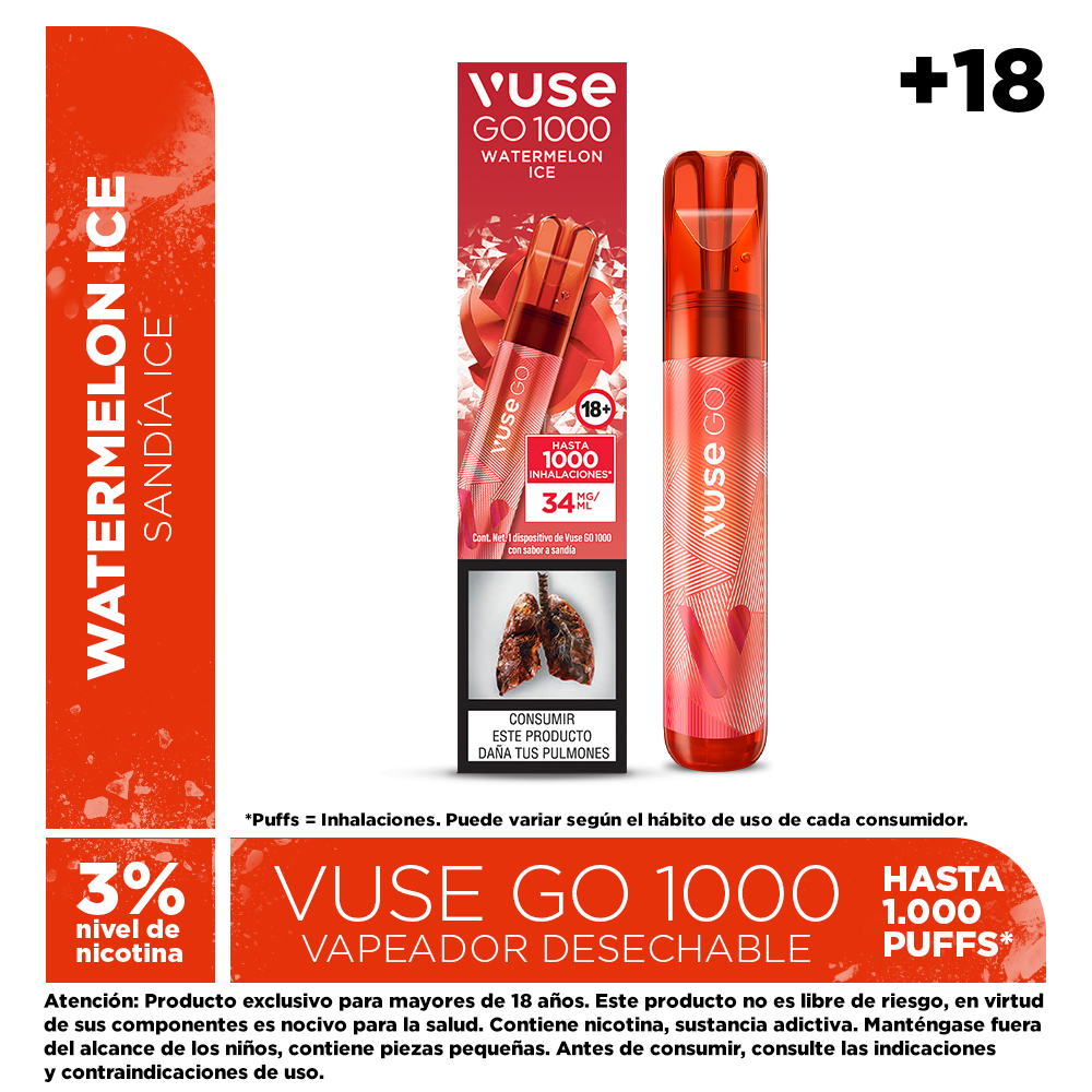 VAPORIZADOR VUSE GO 1000 SANDIA X 34 ML