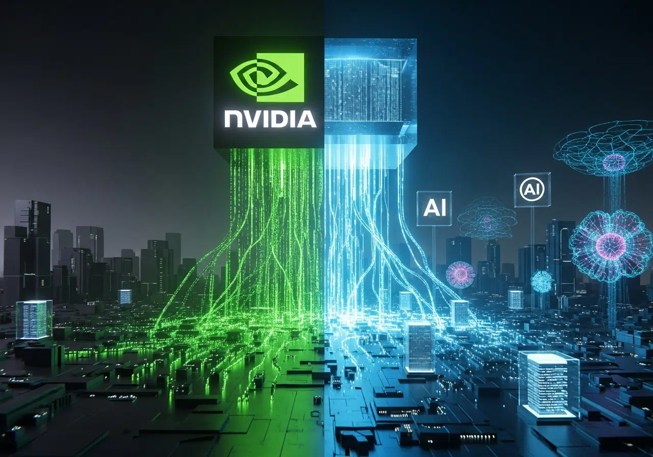 Ilustración del poder de Nvidia en IA, donde su inversión crea un ecosistema tecnológico totalmente dependiente.